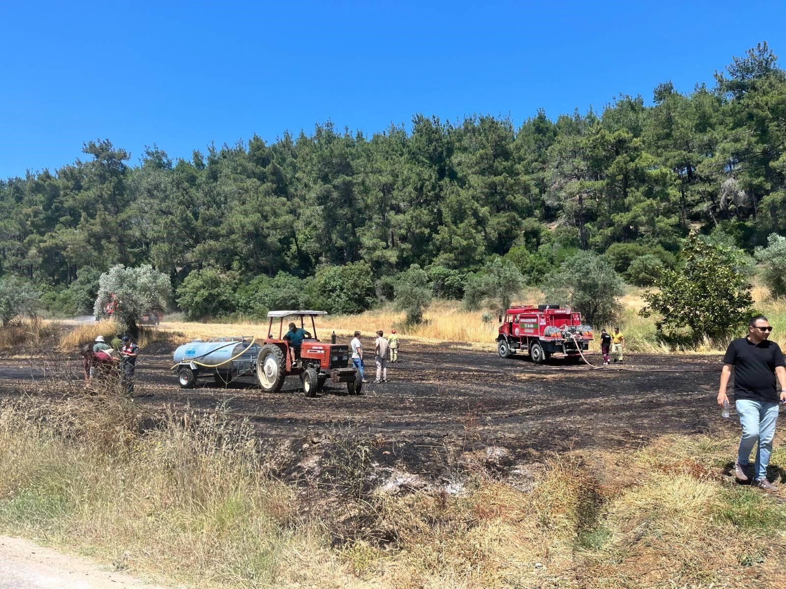 Çanakkale'de tarla yangını: Balya operatörü gözaltında