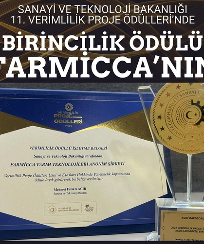 Farmicca Tarım Teknolojileri’ne Sanayi ve Teknoloji Bakanlığı’ndan Birincilik Ödülü!