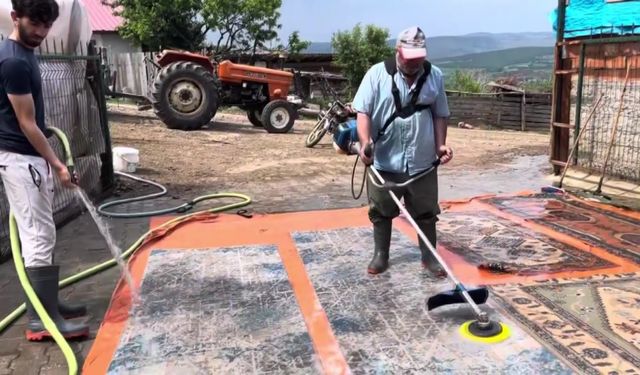 Amasyalı çiftçi halı yıkamada çığır açtı
