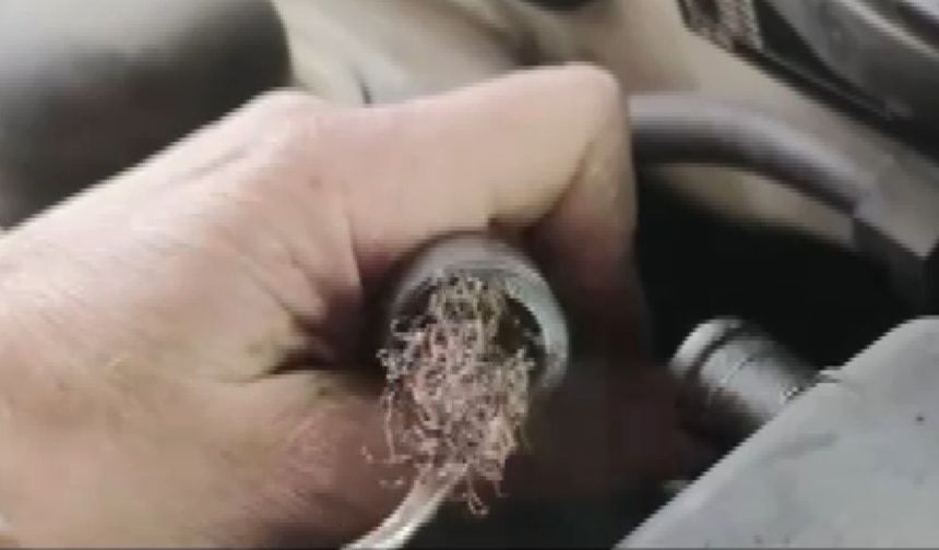 Pes dedirten dolandırıcılık: Otomobilin motorundan bulaşık teli çıktı